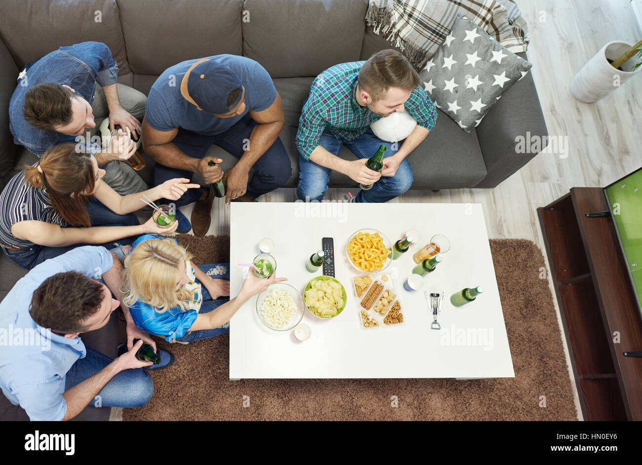 High angle view of soccer fans Stock Photo