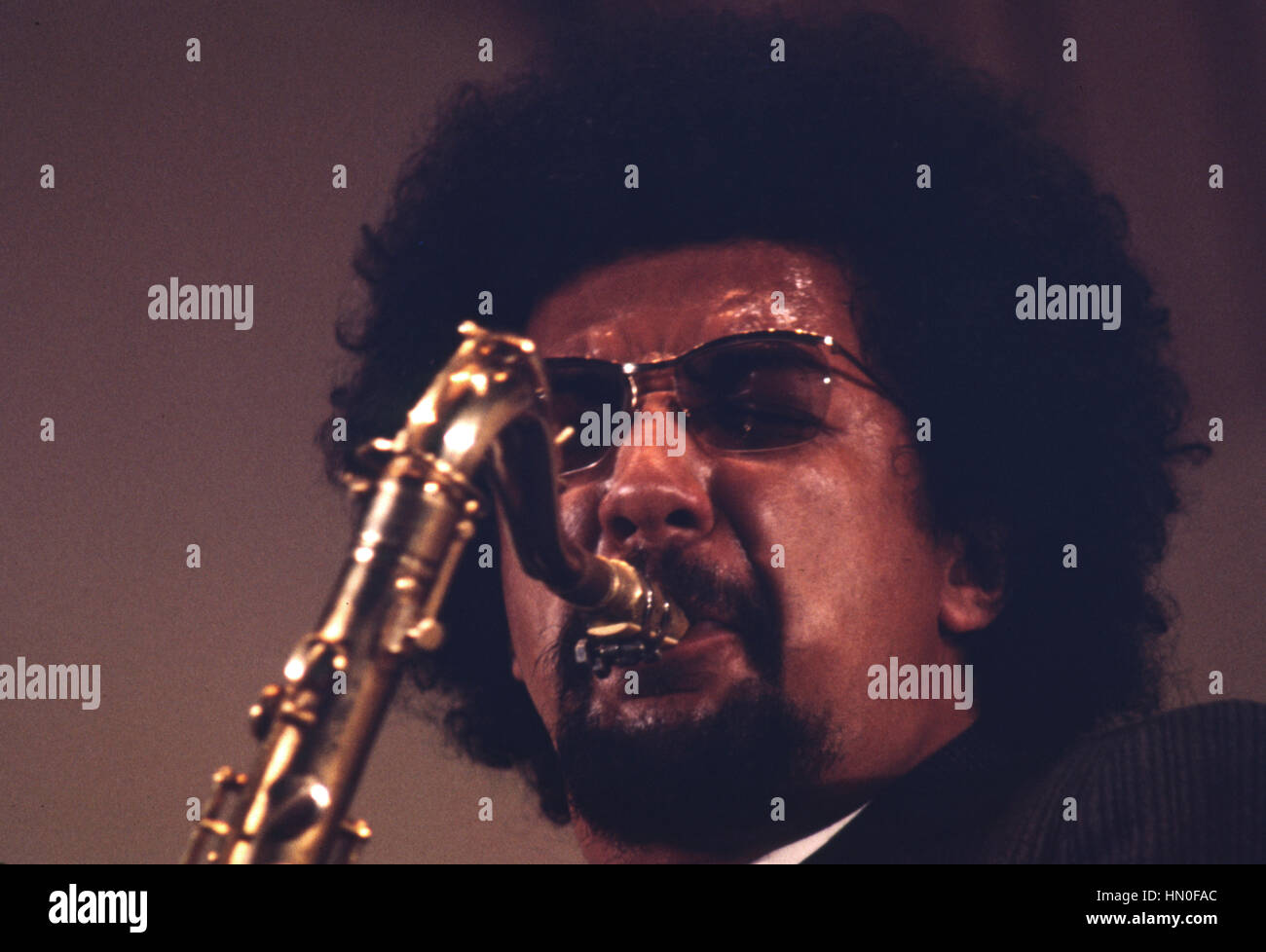 Charles Lloyd performing at the International Jazz Festival at Tallinn, 1967. This performance was recorded live, and was released in the album titled Charles Lloyd in the Soviet Union. Lloyd was accompanied by Keith Jarrett, Ron McClure, and Jack DeJohnette. Stock Photo