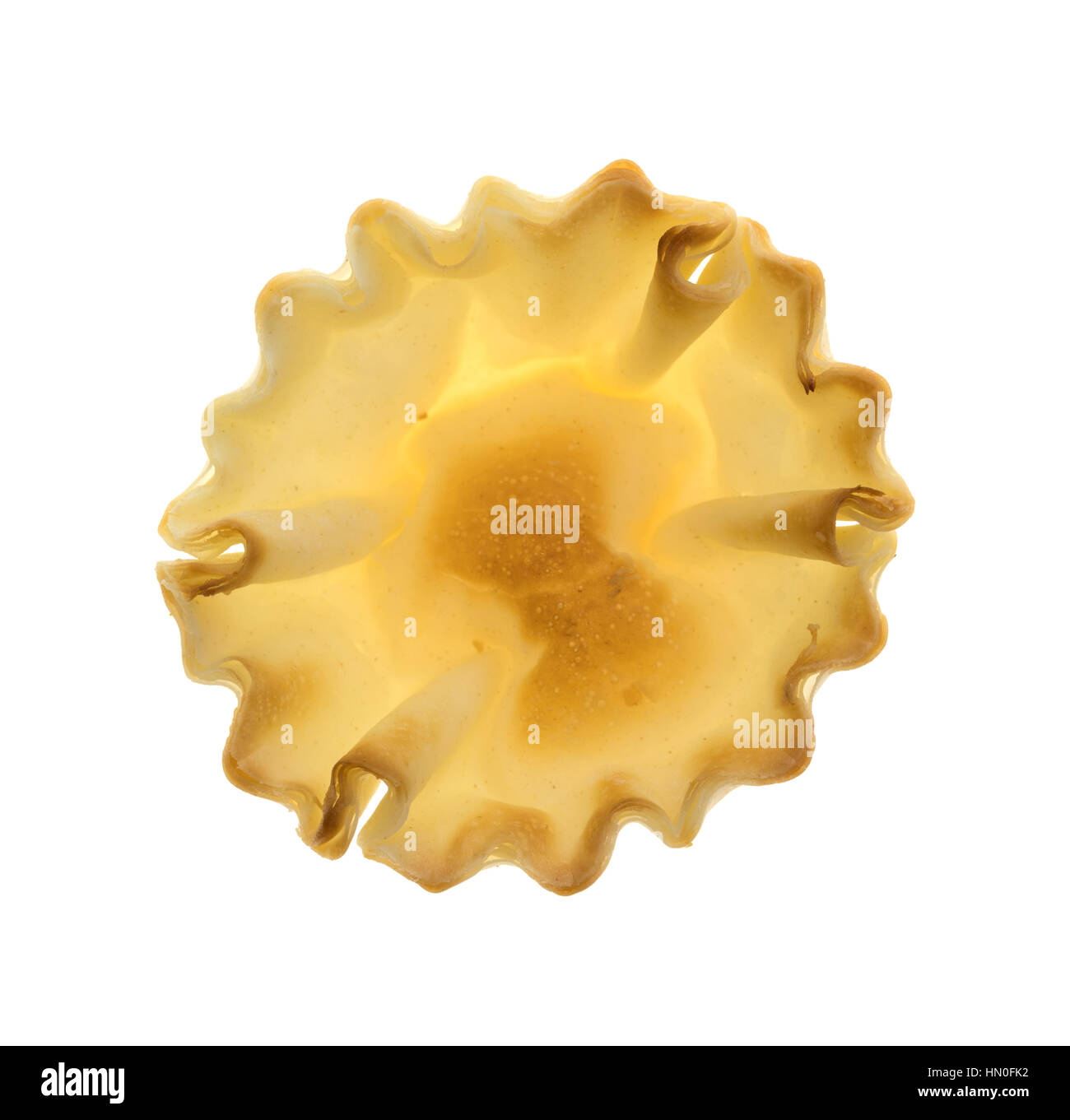 Top view of a miniature phyllo shell isolated on a white background ...