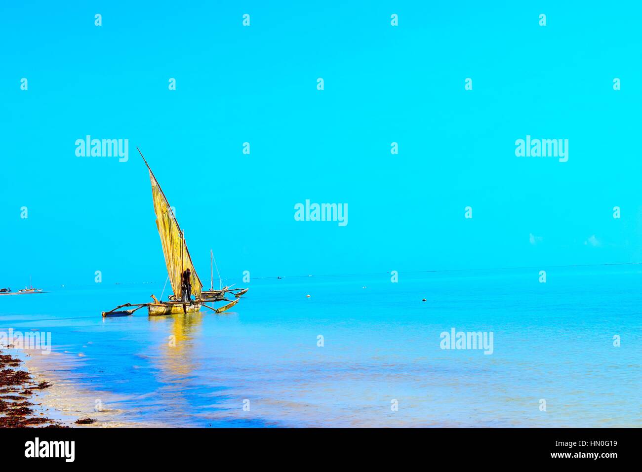 Sailing in the ocean as you enjoy and relax at the Diani Beach Stock Photo