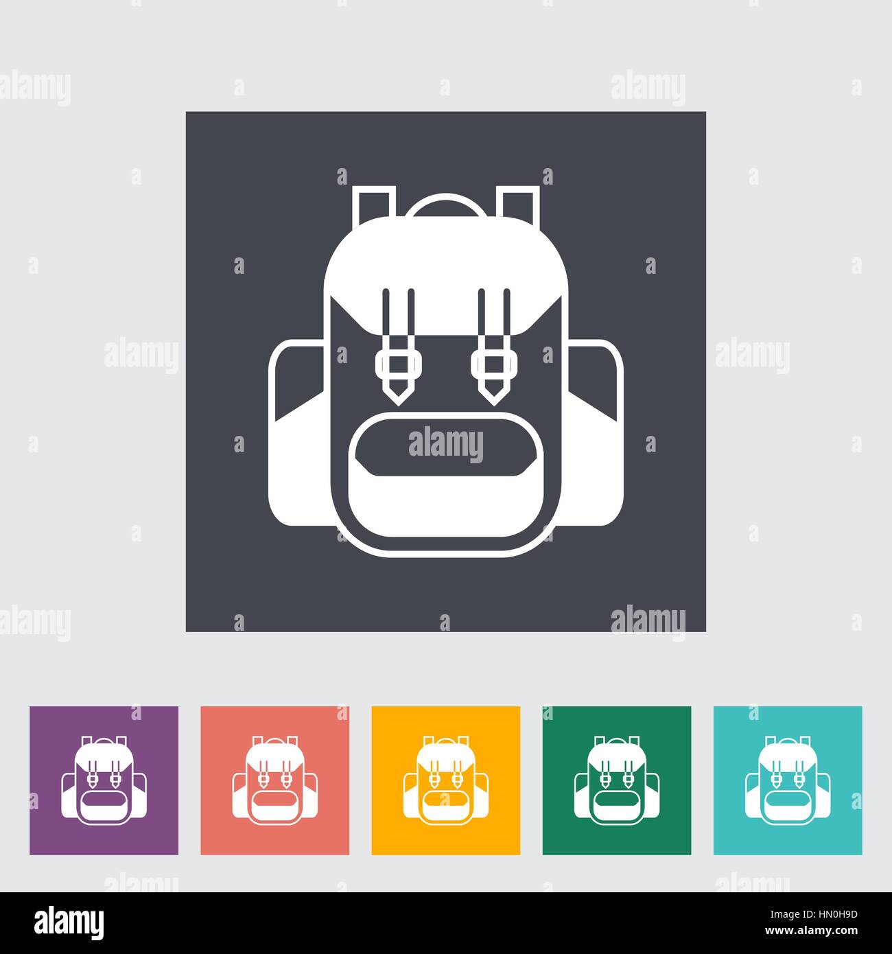 Rucksack. Single flat icon on the button. Vector illustration Stock ...