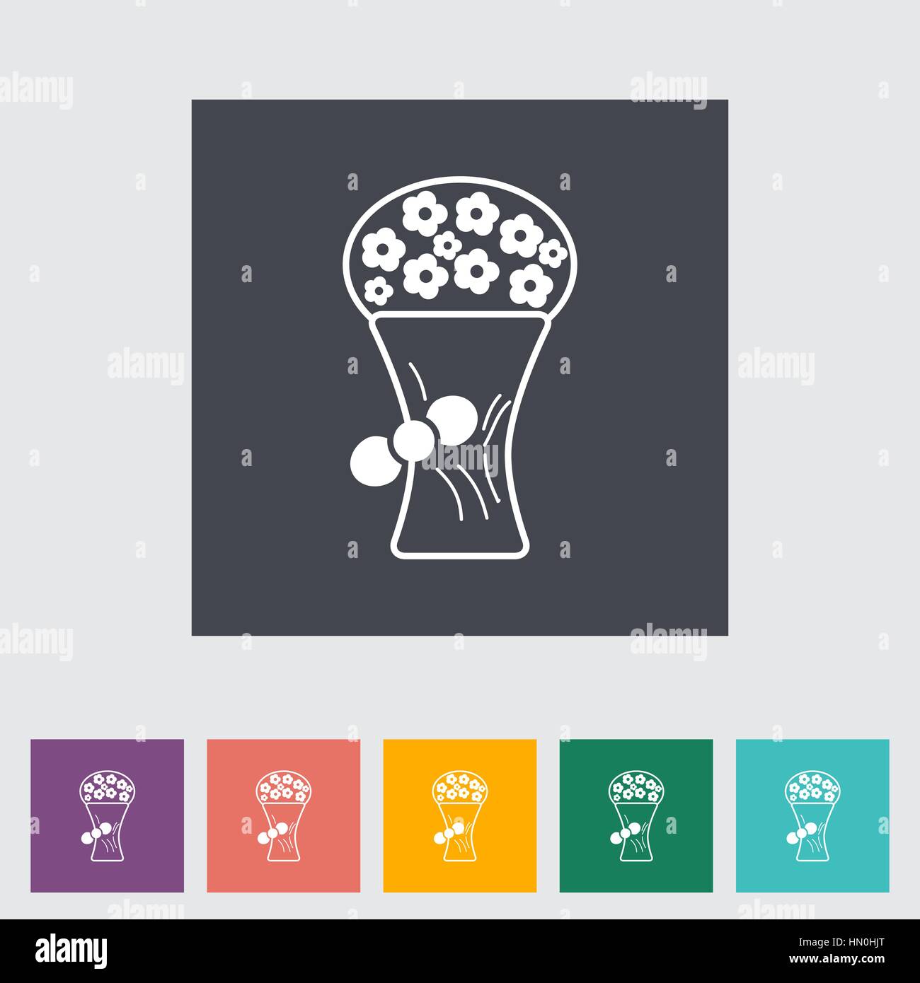 Bouquet of flowers. Single flat icon on the button. Vector illustration ...