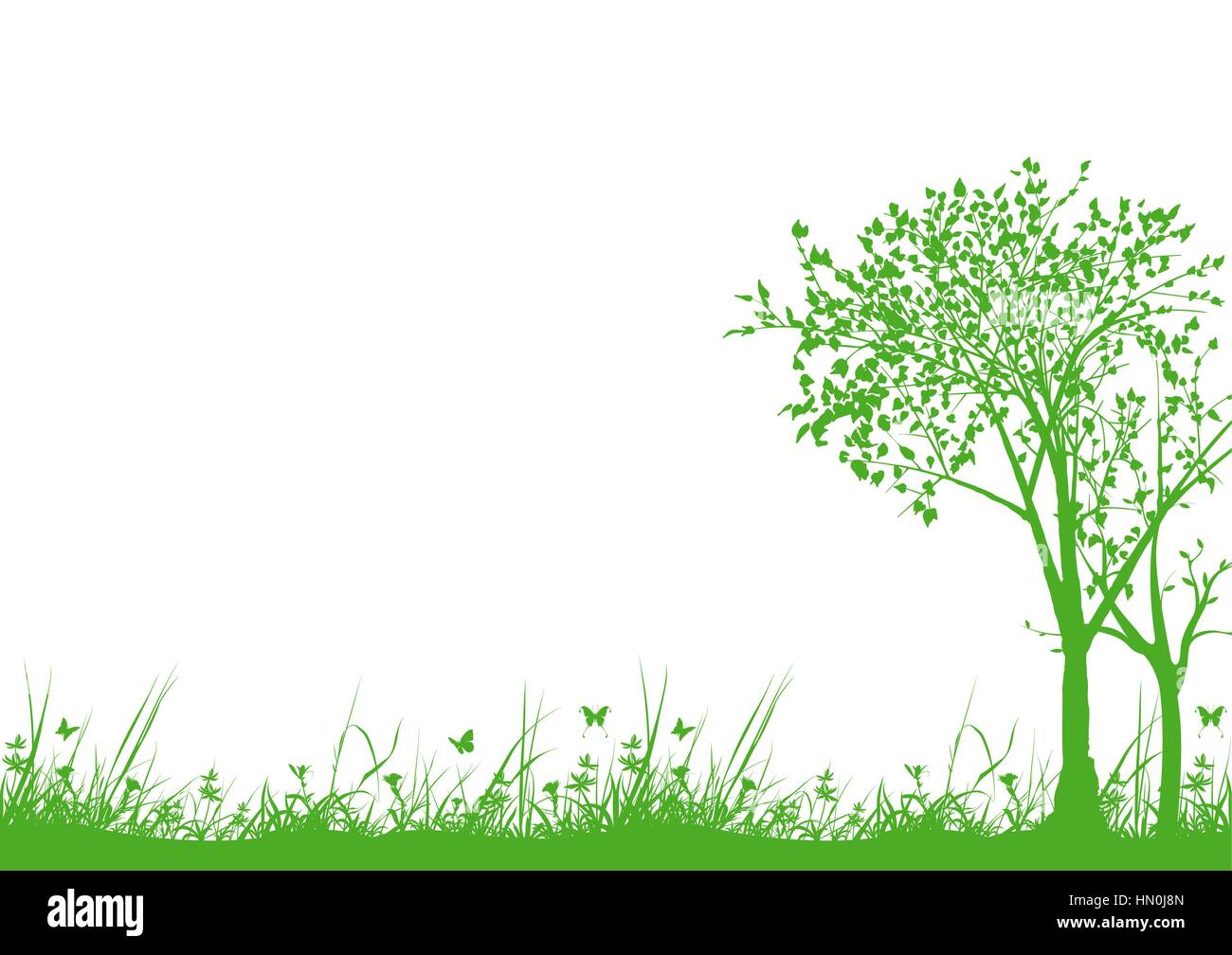 Green Silhouetted Trees and Grass Stock Vector Image & Art - Alamy