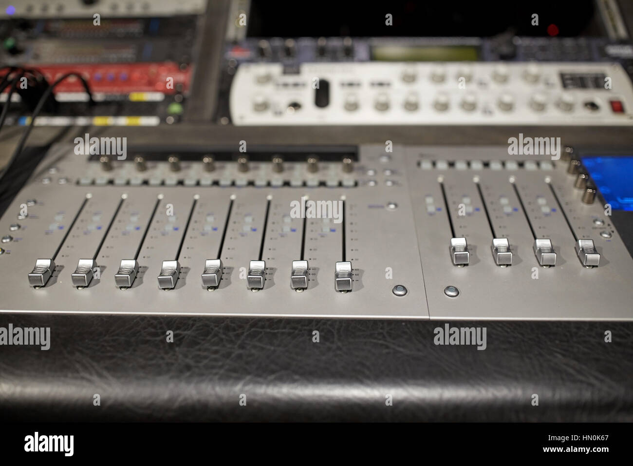 music mixing console at sound recording studio Stock Photo - Alamy