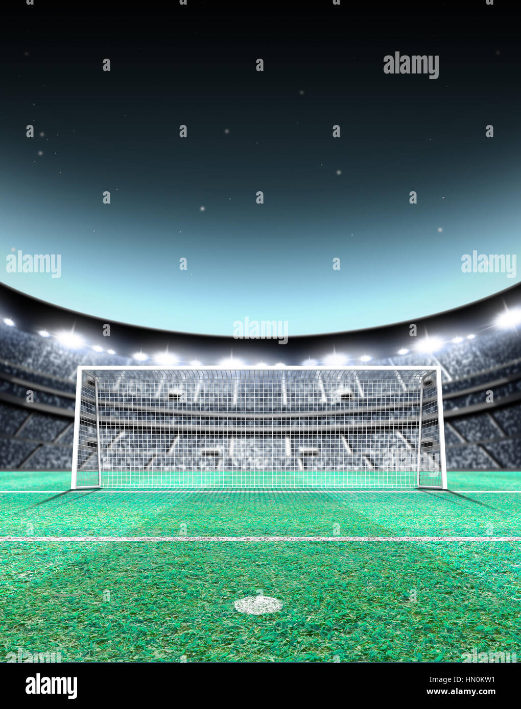 A Generic Seated Soccer Stadium Showing A Set Of Goals And Penalty Stock Photo Alamy