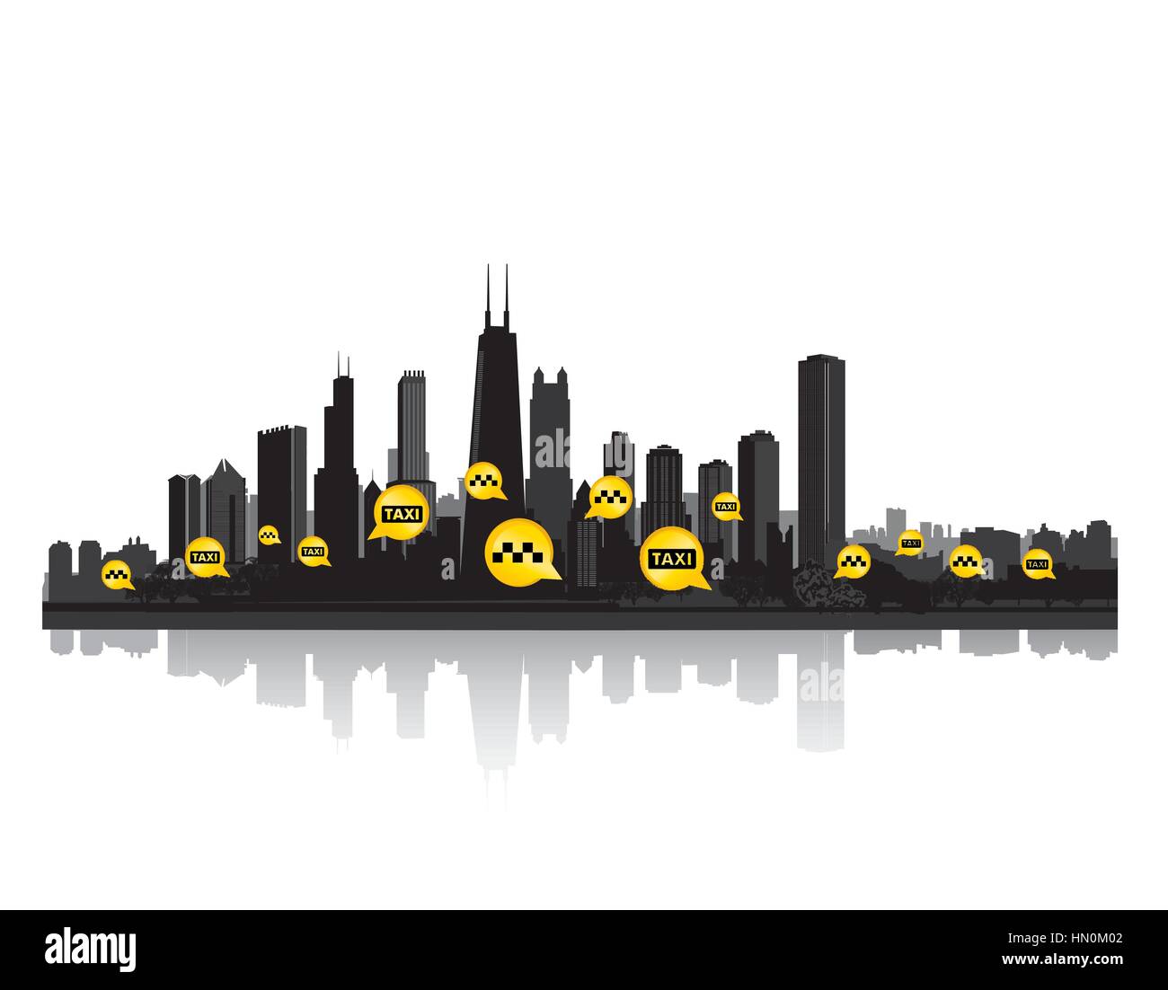 Taxi service header. Taxi sign city background. Call taxi pointer cityscape concept Stock Vector