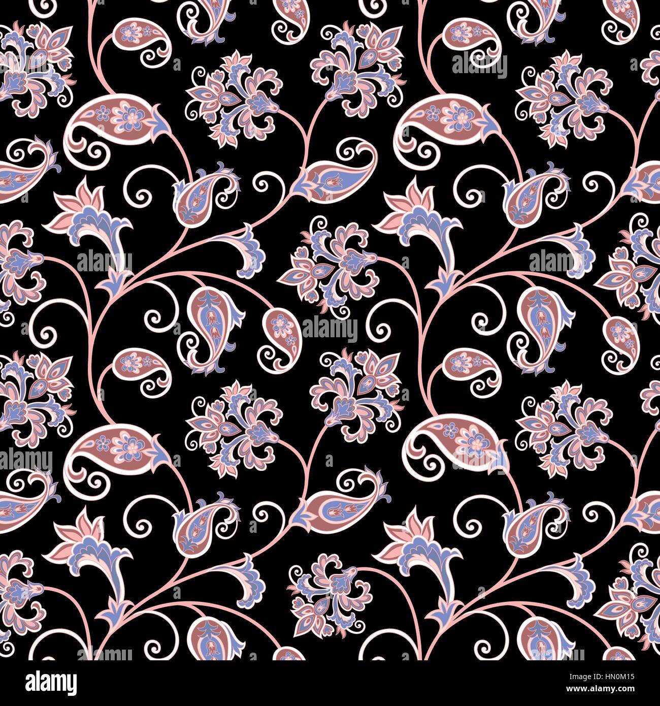 Floral pattern. Flourish oriental ethnic background. Arabic ornament with  fantastic flowers and leaves. Wonderland swirl nature motives of stylish  vin Stock Vector Image & Art - Alamy