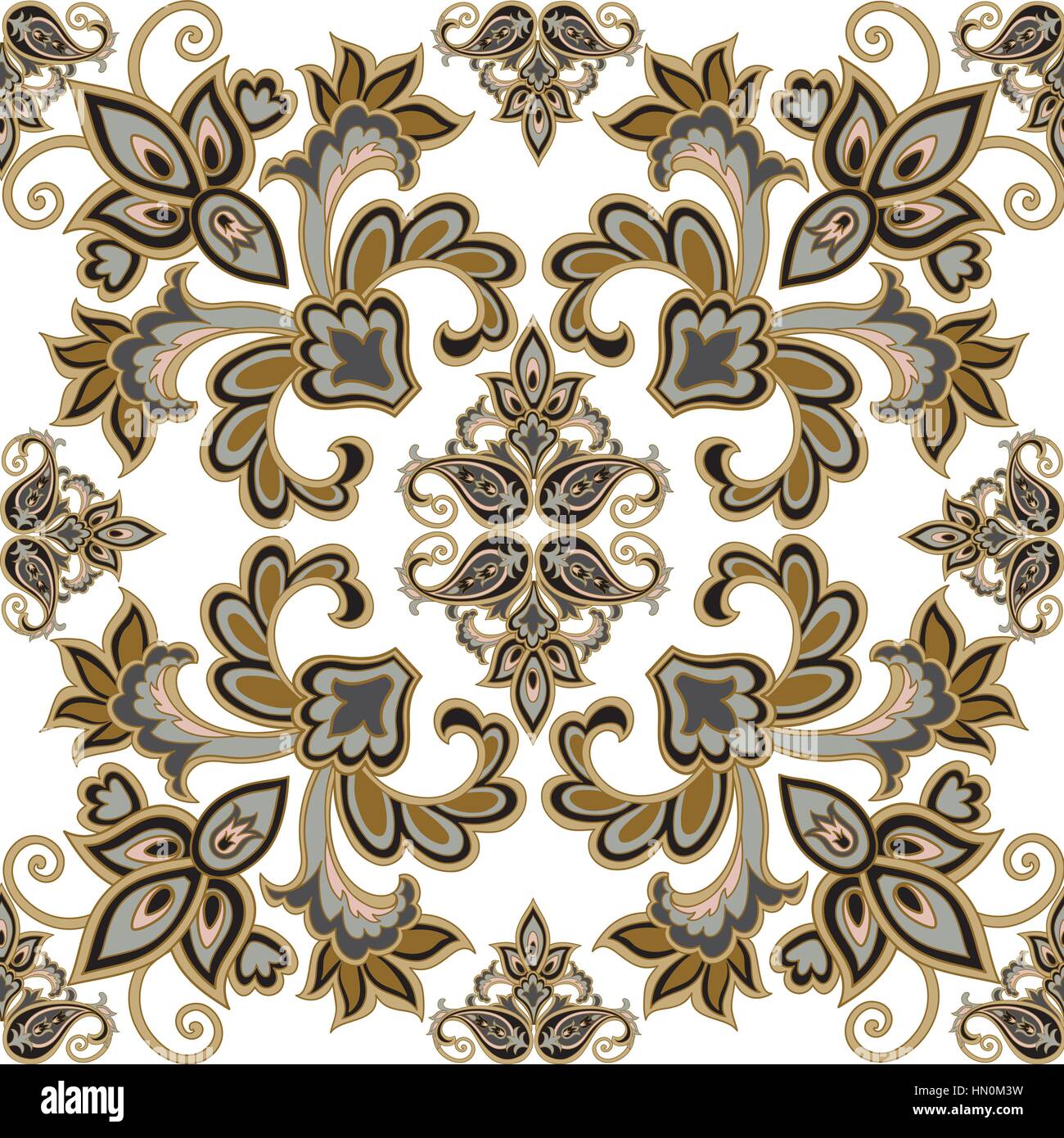 Floral seamless pattern. Arabic flower ornament background. Flourish ornamental texture Stock Vector
