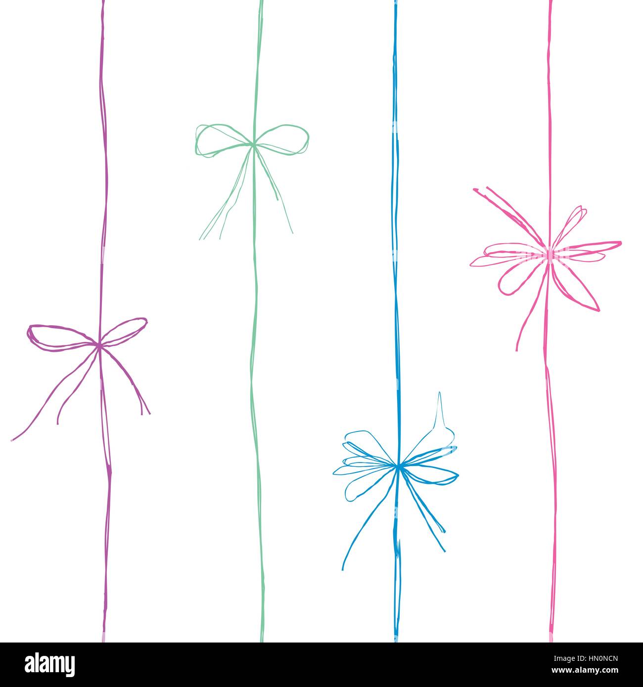Bow seamless pattern. Bow ribbon line decor. Gift bow decoration Stock ...