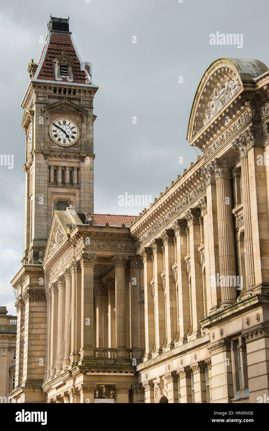 A clock tower on Birmingham museum Stock Photo Alamy
