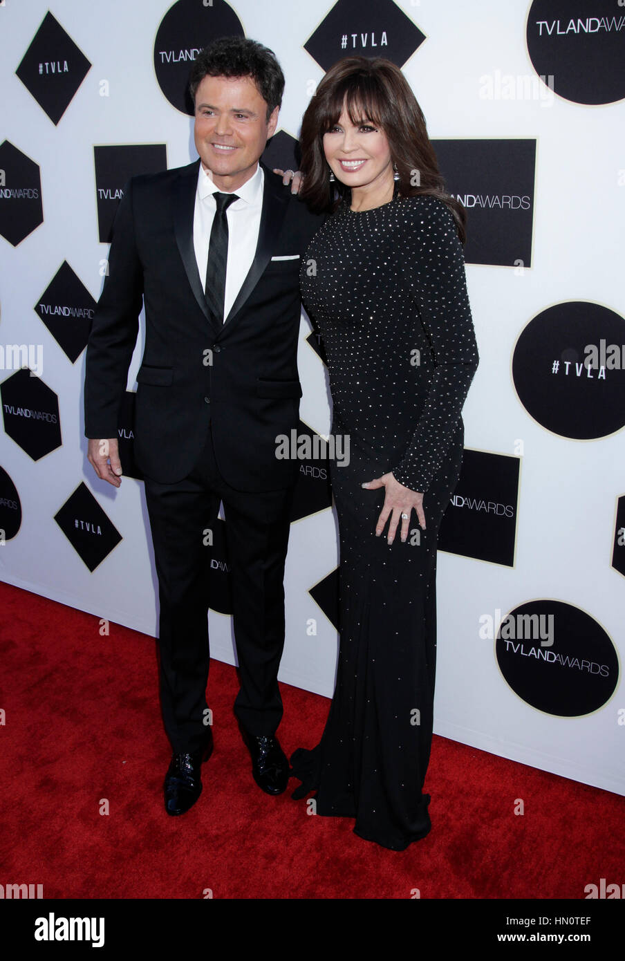 Donny Osmond and Marie Osmond arrive at the TV Land Awards on April 11, 2015 in Beverly Hills, California. Photo by Francis Specker Stock Photo