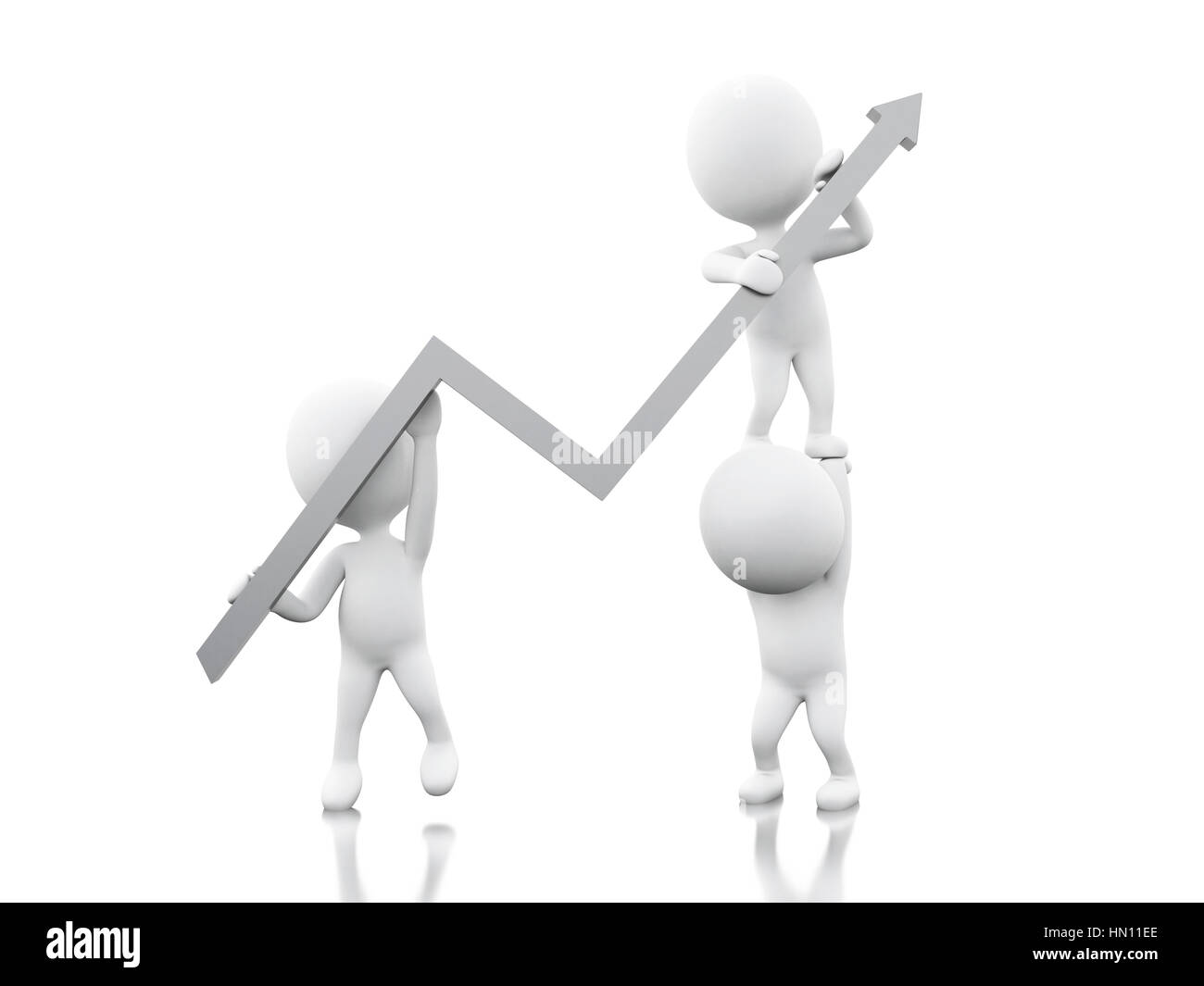 3d renderer image. White people with growth progress arrow. Business ...
