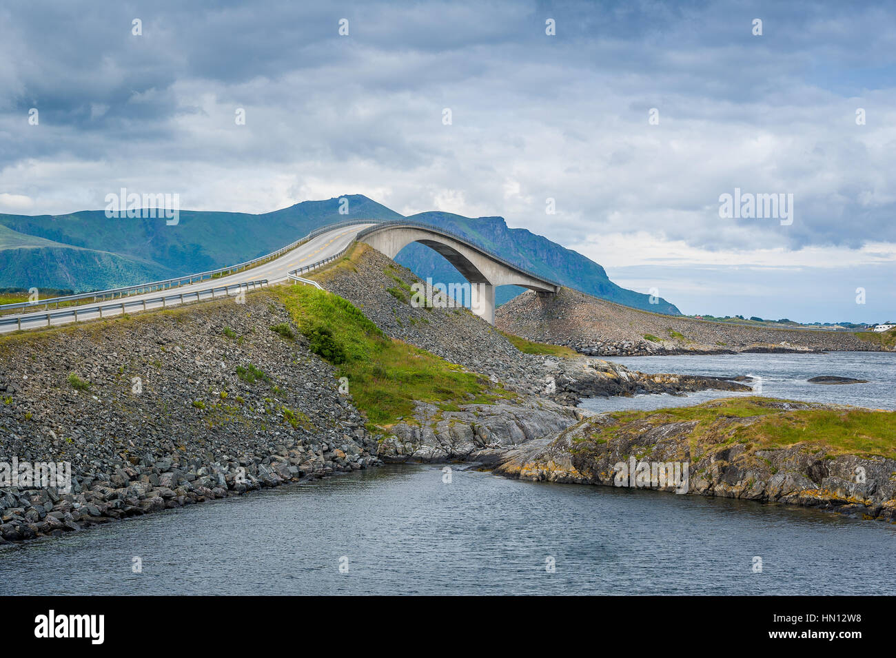 Atlantic Ocean Road bridge, Norway. Stock Photo