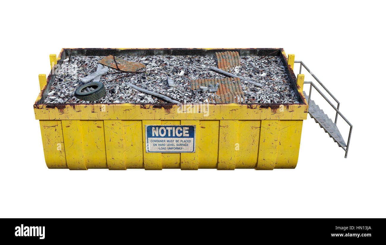 3D rendering of a waste container isolated on white background Stock ...