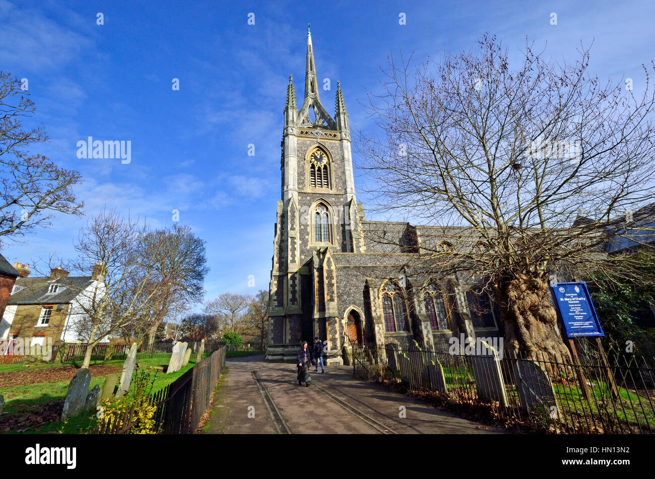 Faversham, Kent, England. St Mary of Charity parish church. Corona or Crown Spire added 1794-97 Stock Photo