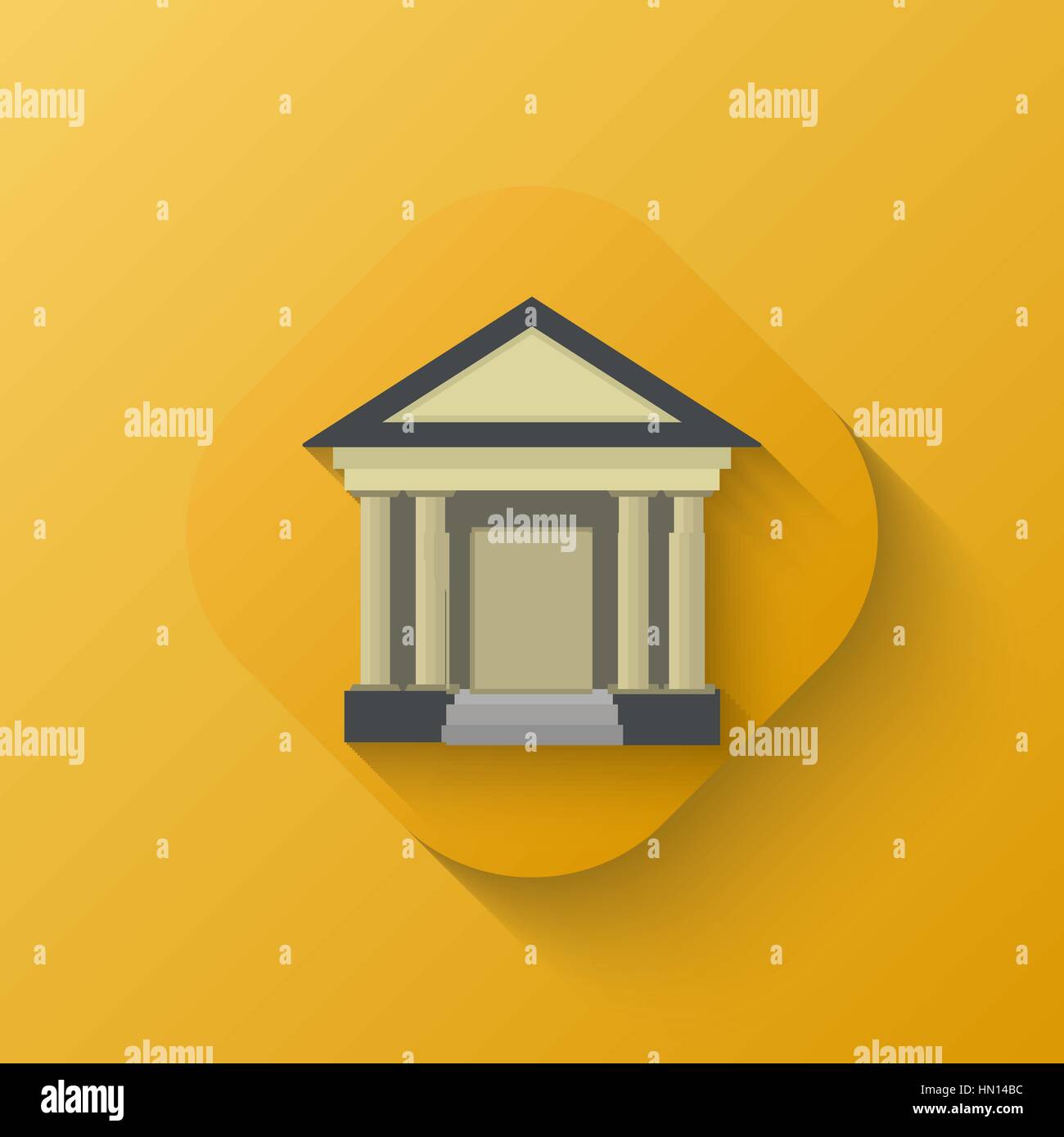 Court house icon. Yellow. Flat. Shadow. Vector illustration for your design Stock Vector