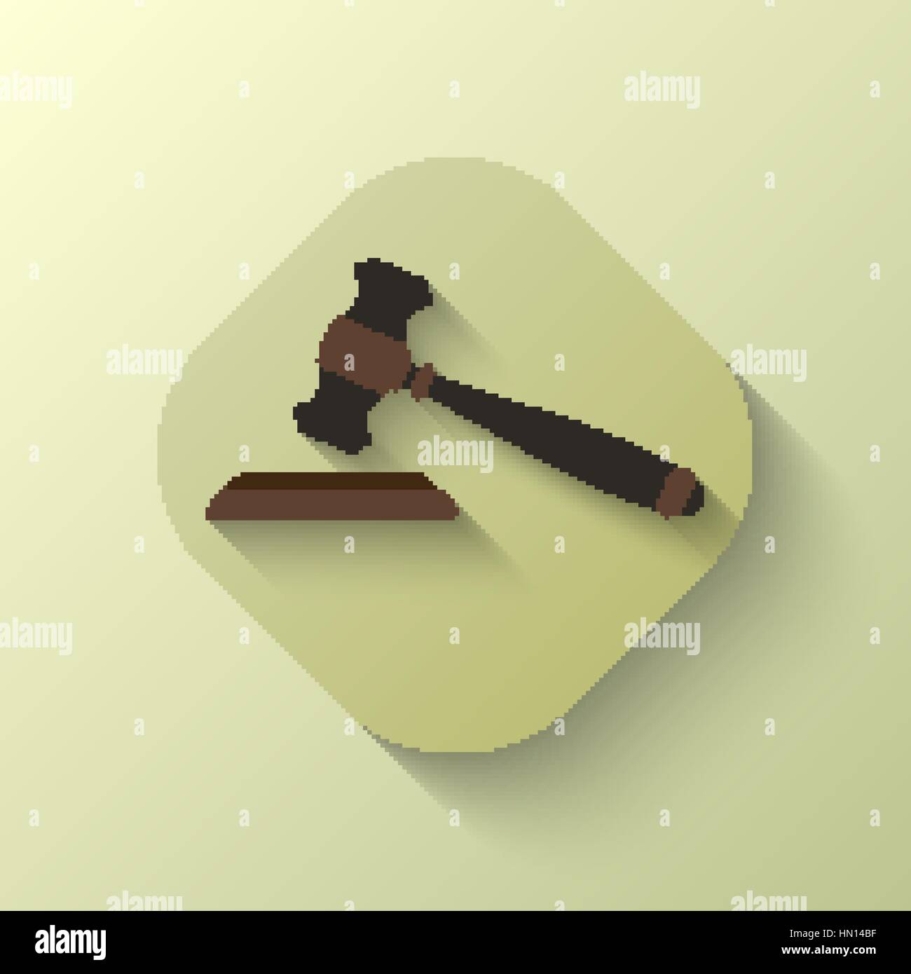 Gavel icon. Auction hammer. Shadow. Flat. Brown. Vector illustration for your design Stock Vector
