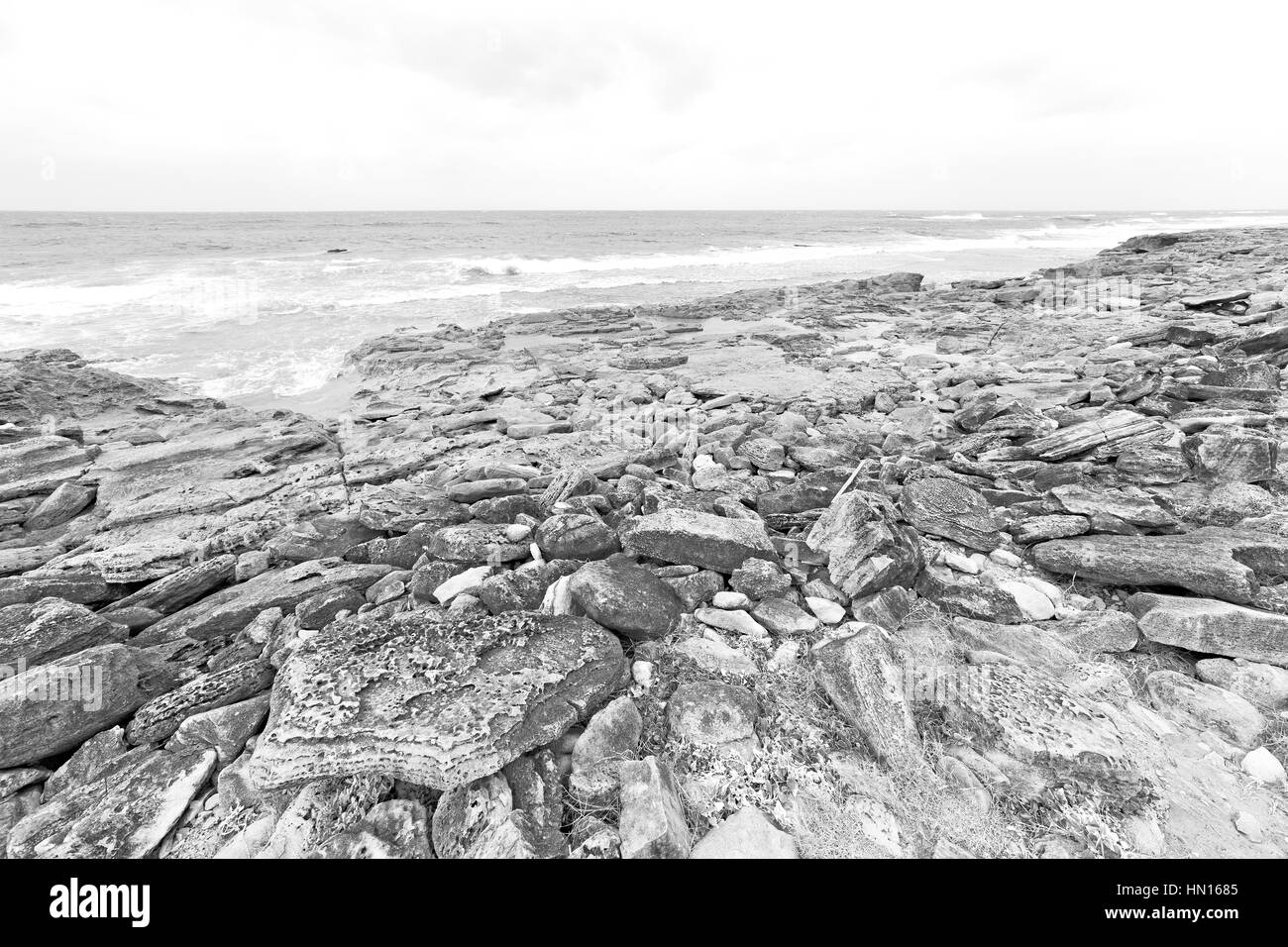 blur in south africa   sky ocean  isimagaliso reserve nature and rocks Stock Photo