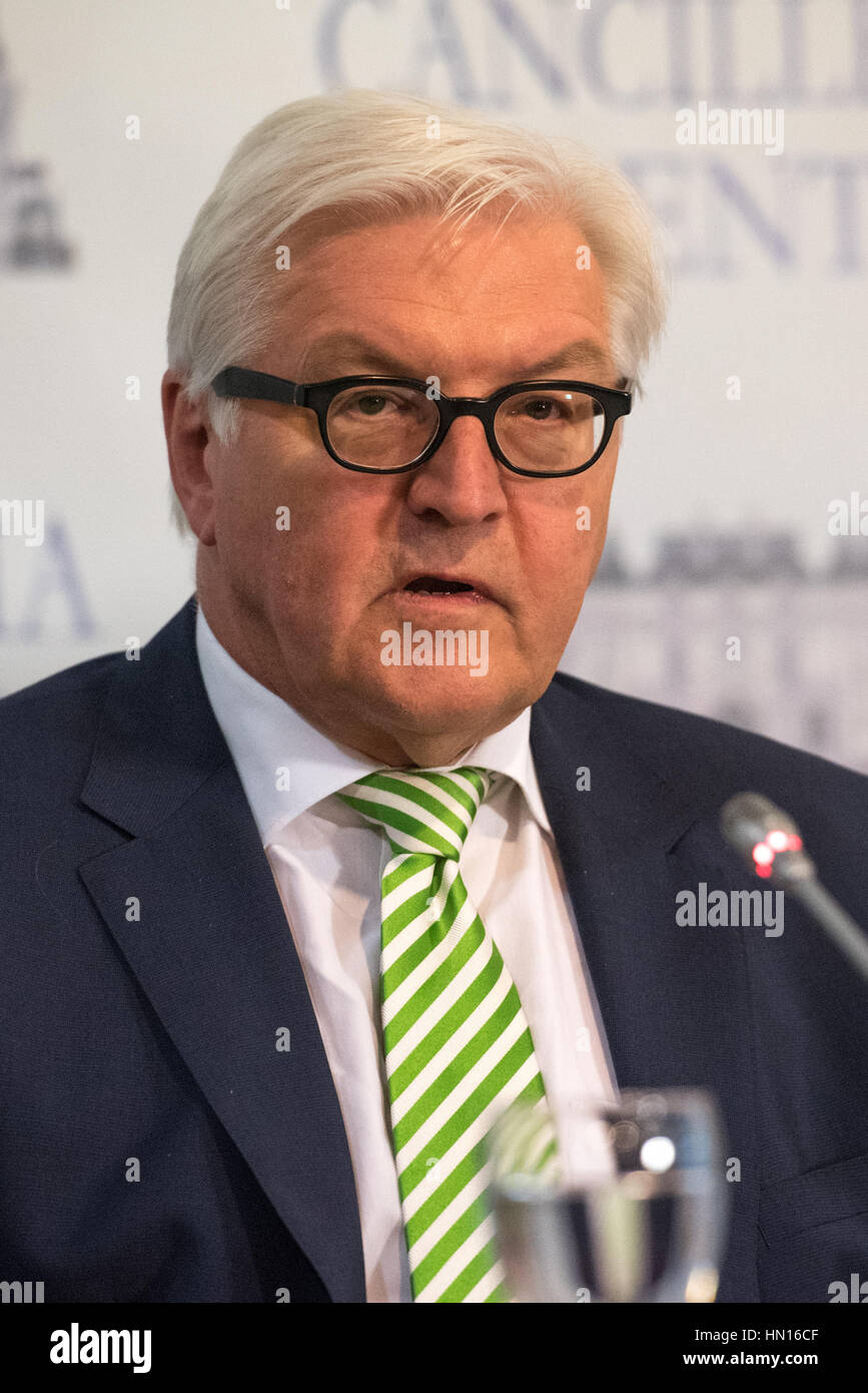 Buenos Aires, Argentina. Jun 2, 2016: Minister for Foreign Affairs of Germany Frank-Walter Steinmeier at a conference during his visit to Buenos Aires Stock Photo
