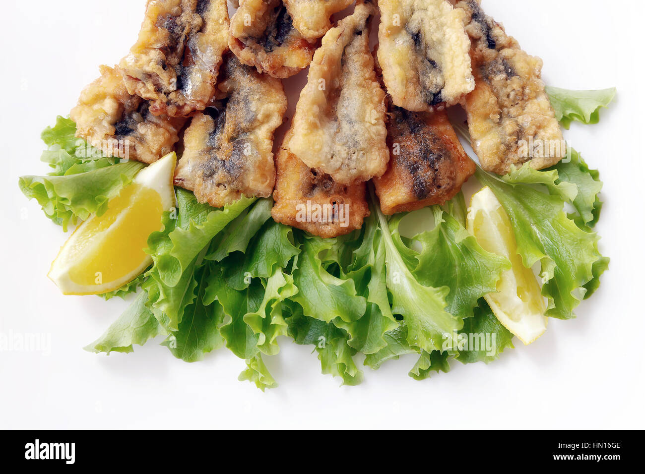 Typical dish of Neapolitan cuisine in Italy. Anchovies breaded in flour