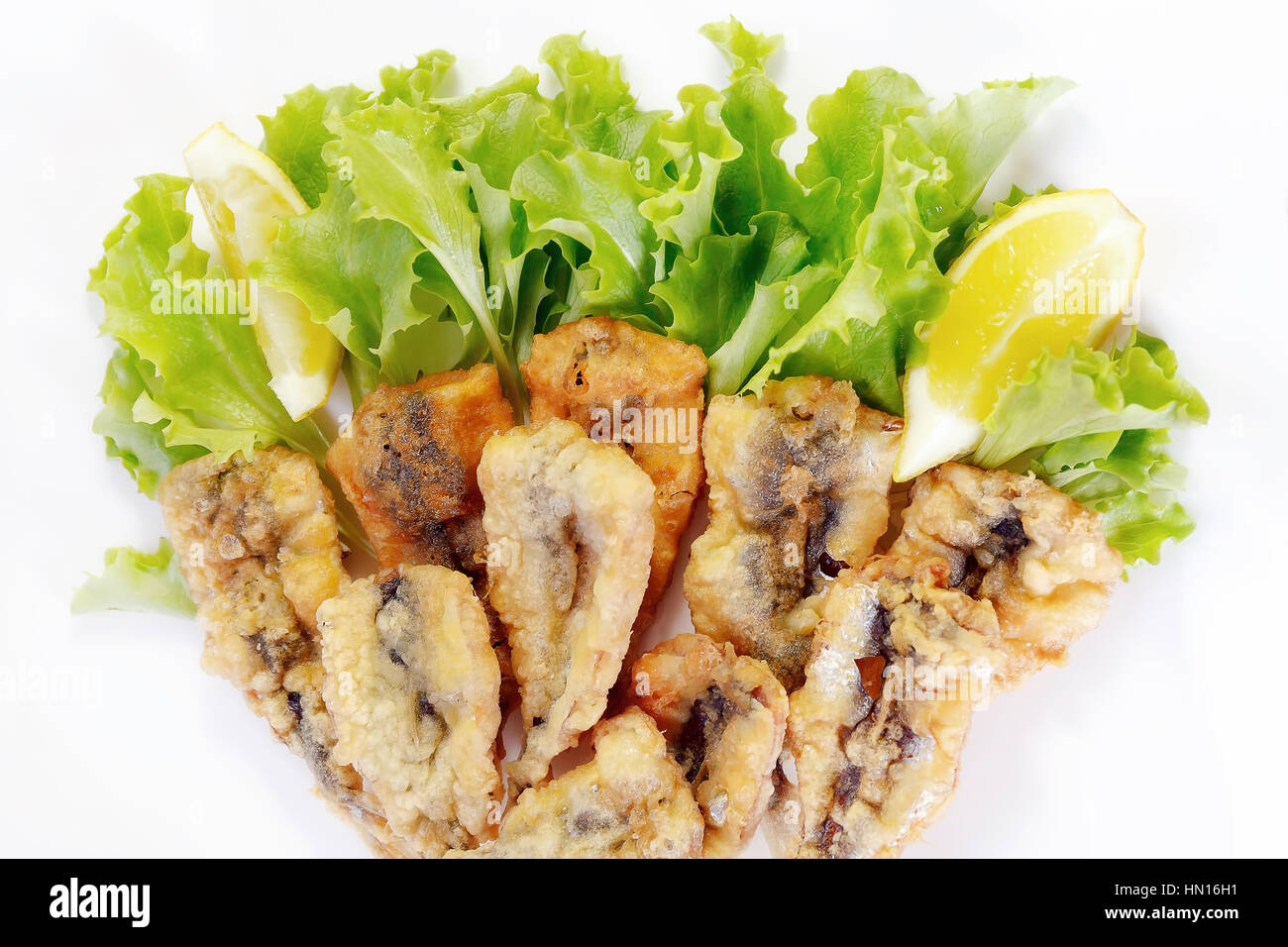 Typical dish of Neapolitan cuisine in Italy. Anchovies breaded in flour