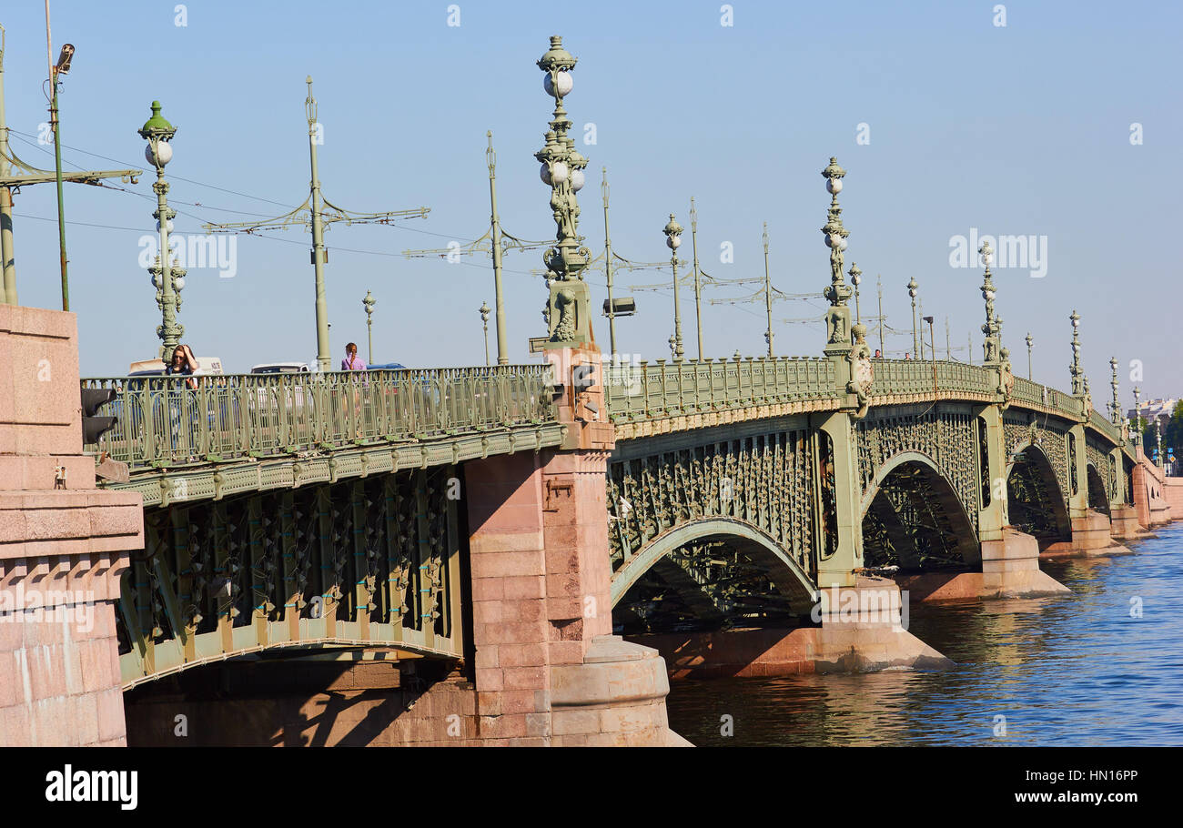 Art Nouveau Trinity Bridge opened in 1903, St Petersburg, Russia Stock Photo