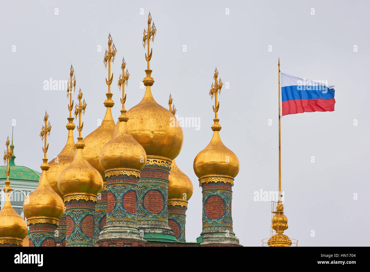 Cupolas of the Terem Palace Churches, Kremlin, Moscow, Russia Stock Photo