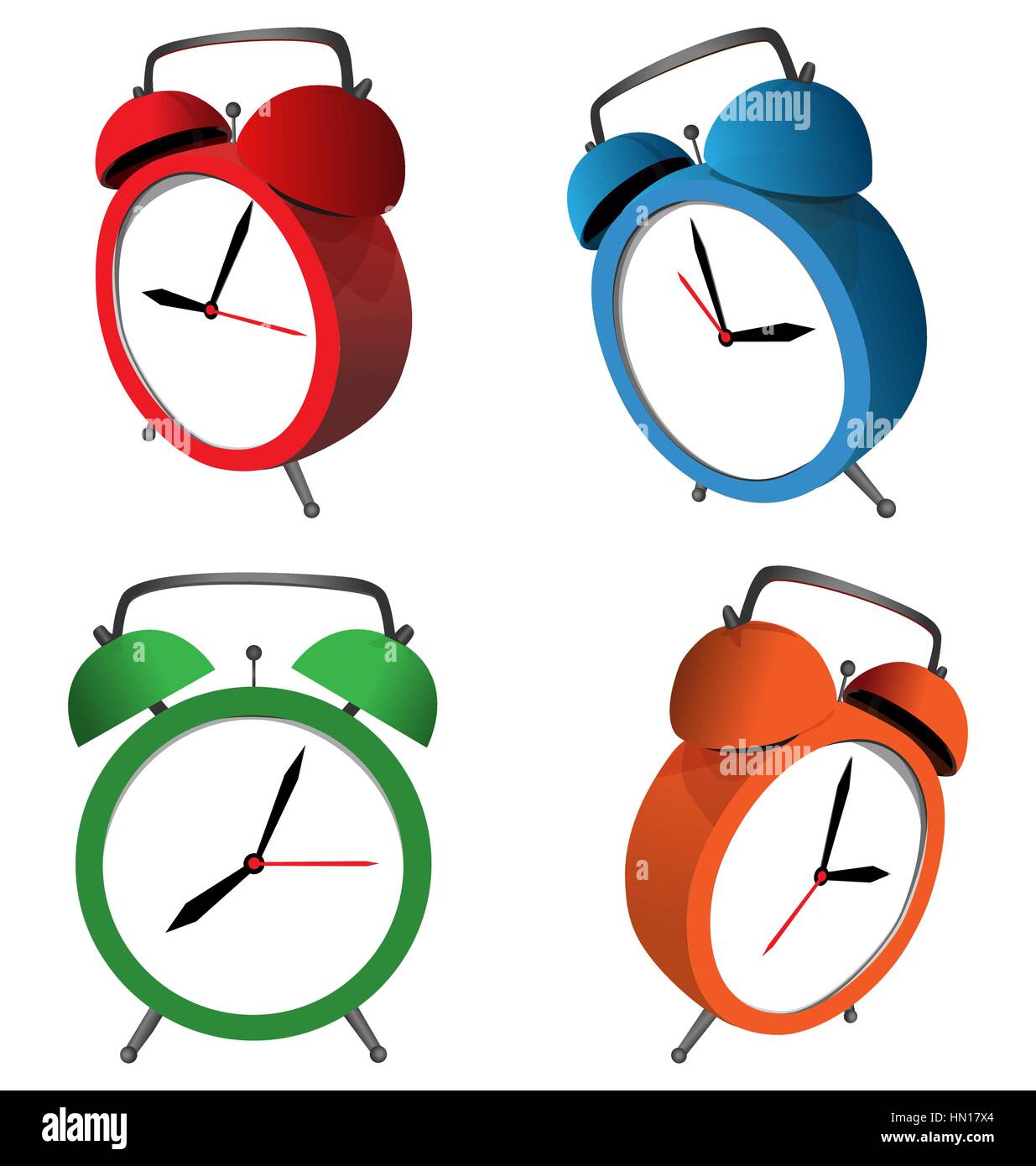 alarm clocks isolated on white Stock Vector Image & Art Alamy