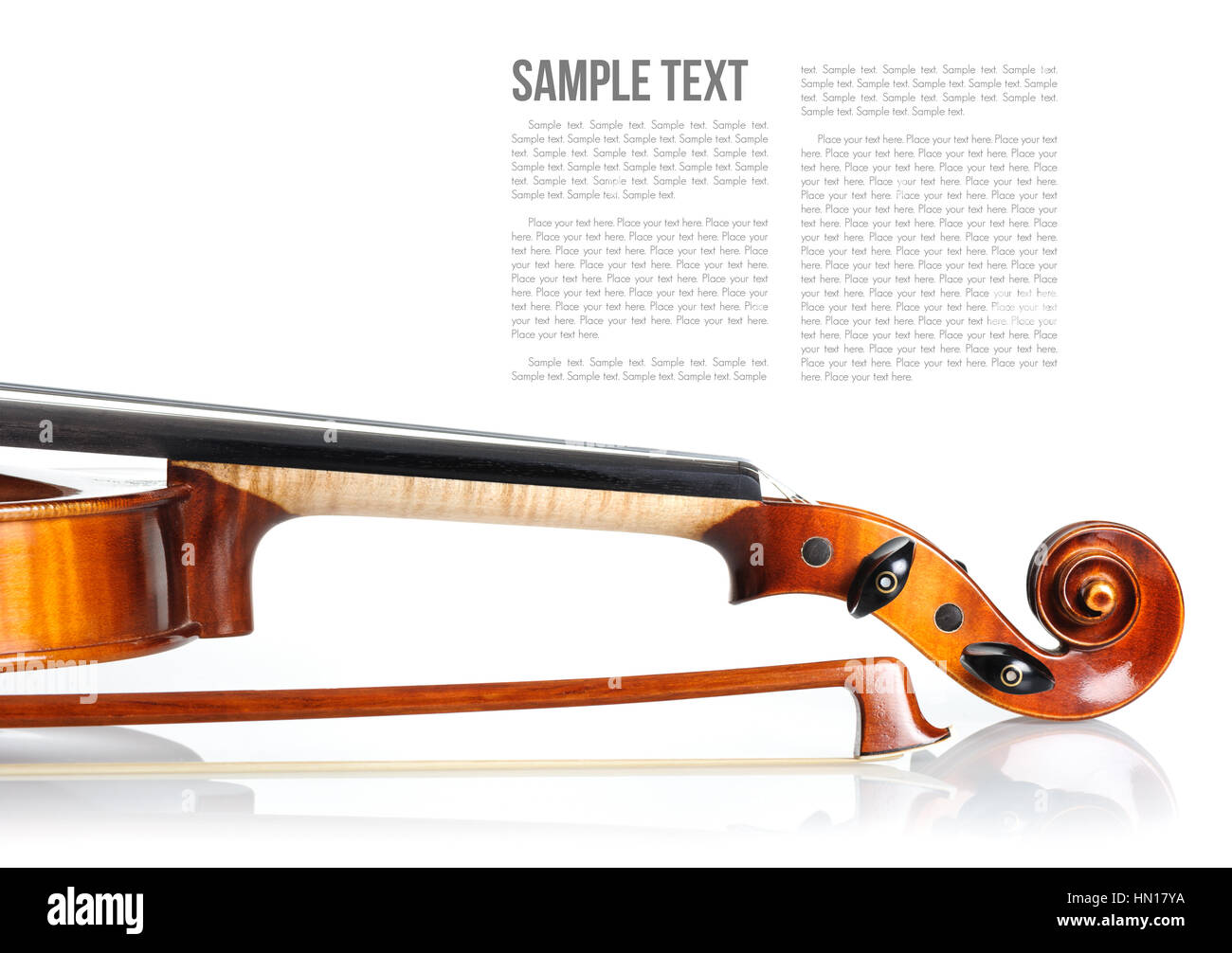 new classical violin on white background template Stock Photo - Alamy