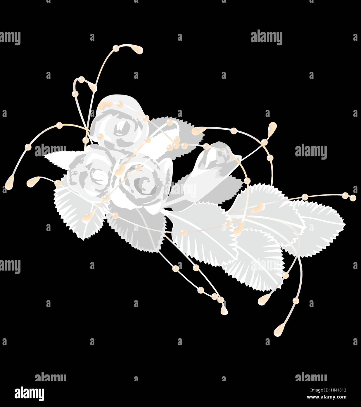 White roses isolated on black Stock Vector Image & Art - Alamy