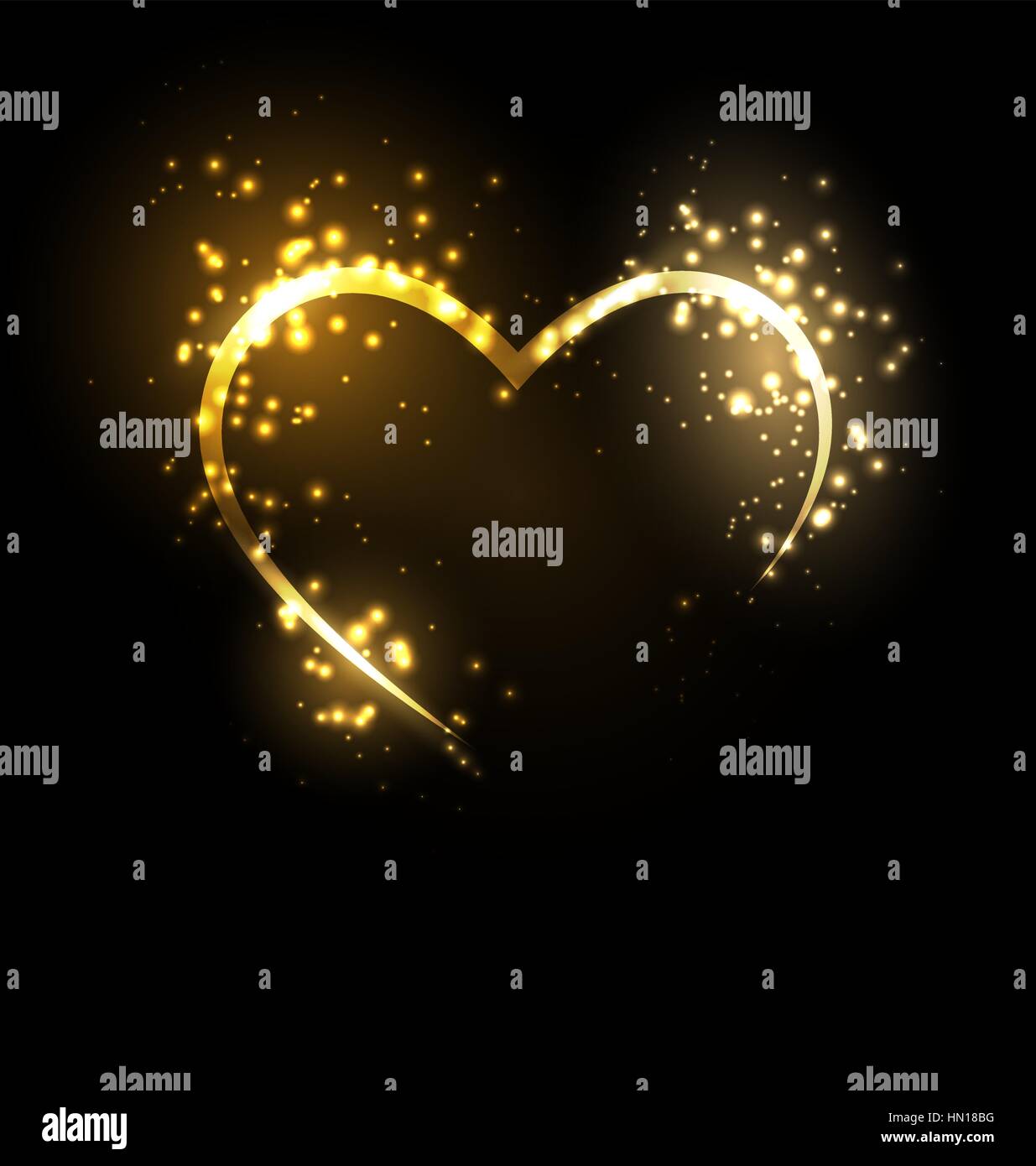 Sparkling heart on black Stock Vector