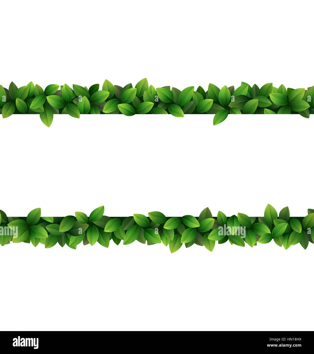 Green leaves seamless frame isolated on white Stock Vector Image & Art ...