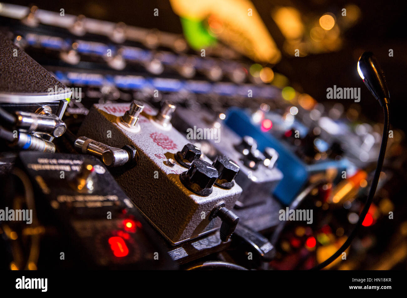 Guitar Pedals and Effects Stock Photo
