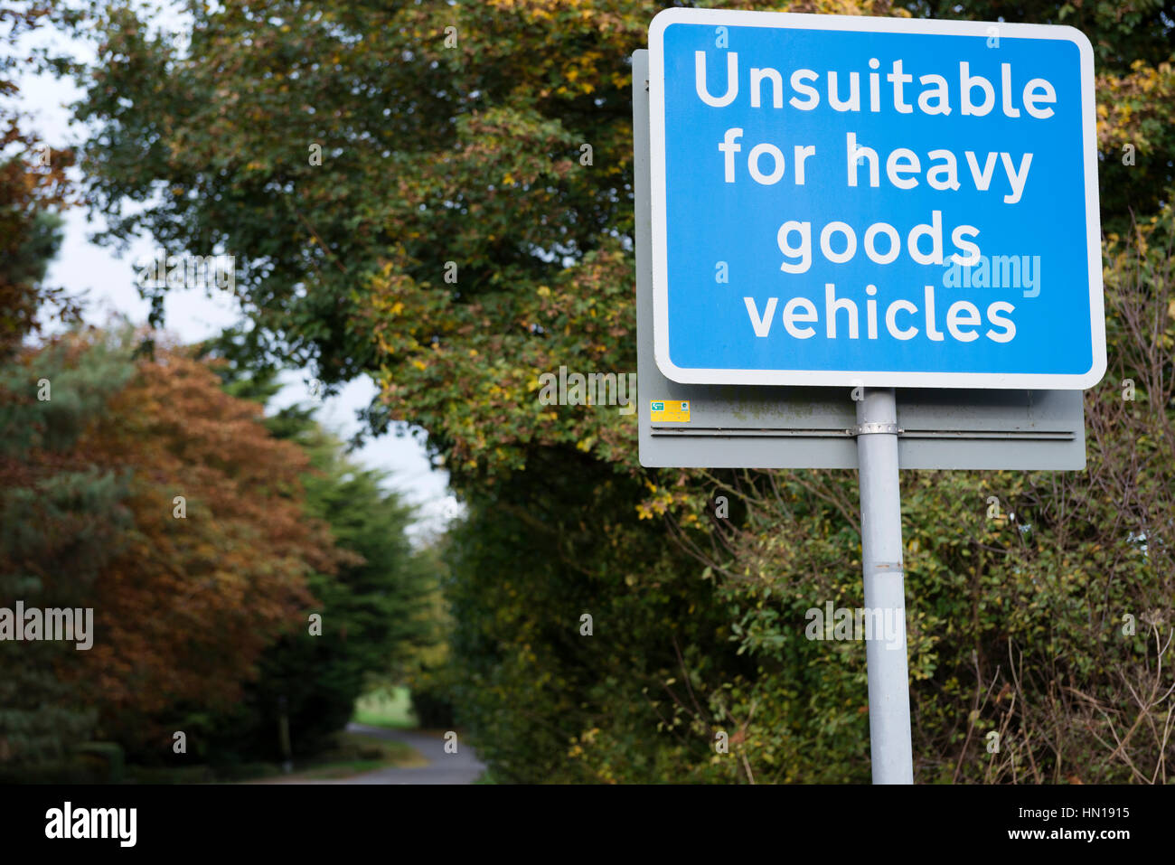 Unsuitable for heavy goods vehicles road traffic sign Stock Photo