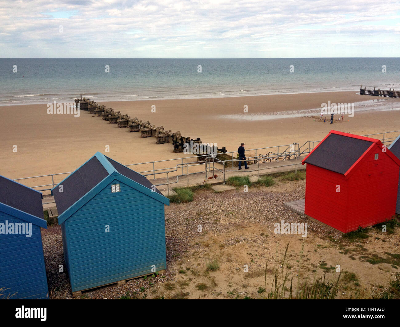 Overstrand Promenade and Beach at low tide, Norfolk, England, UK Stock Photo