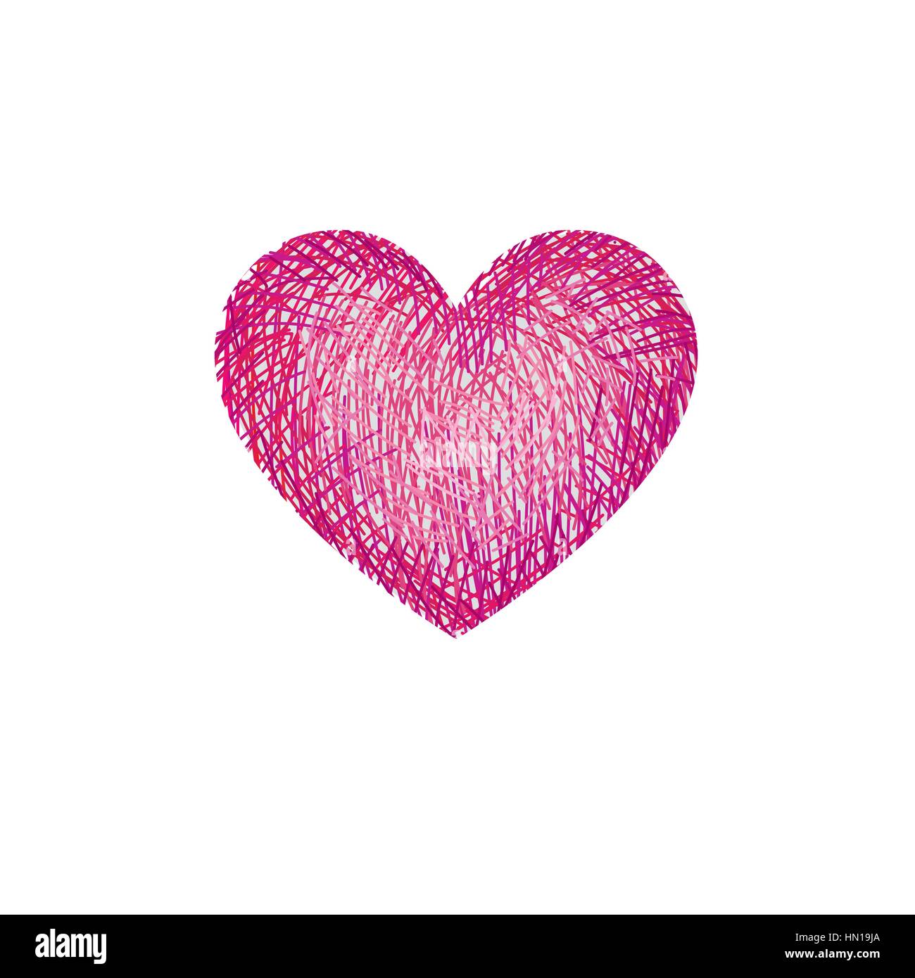 Red pencil drawing love heart isolated over white background Stock ...