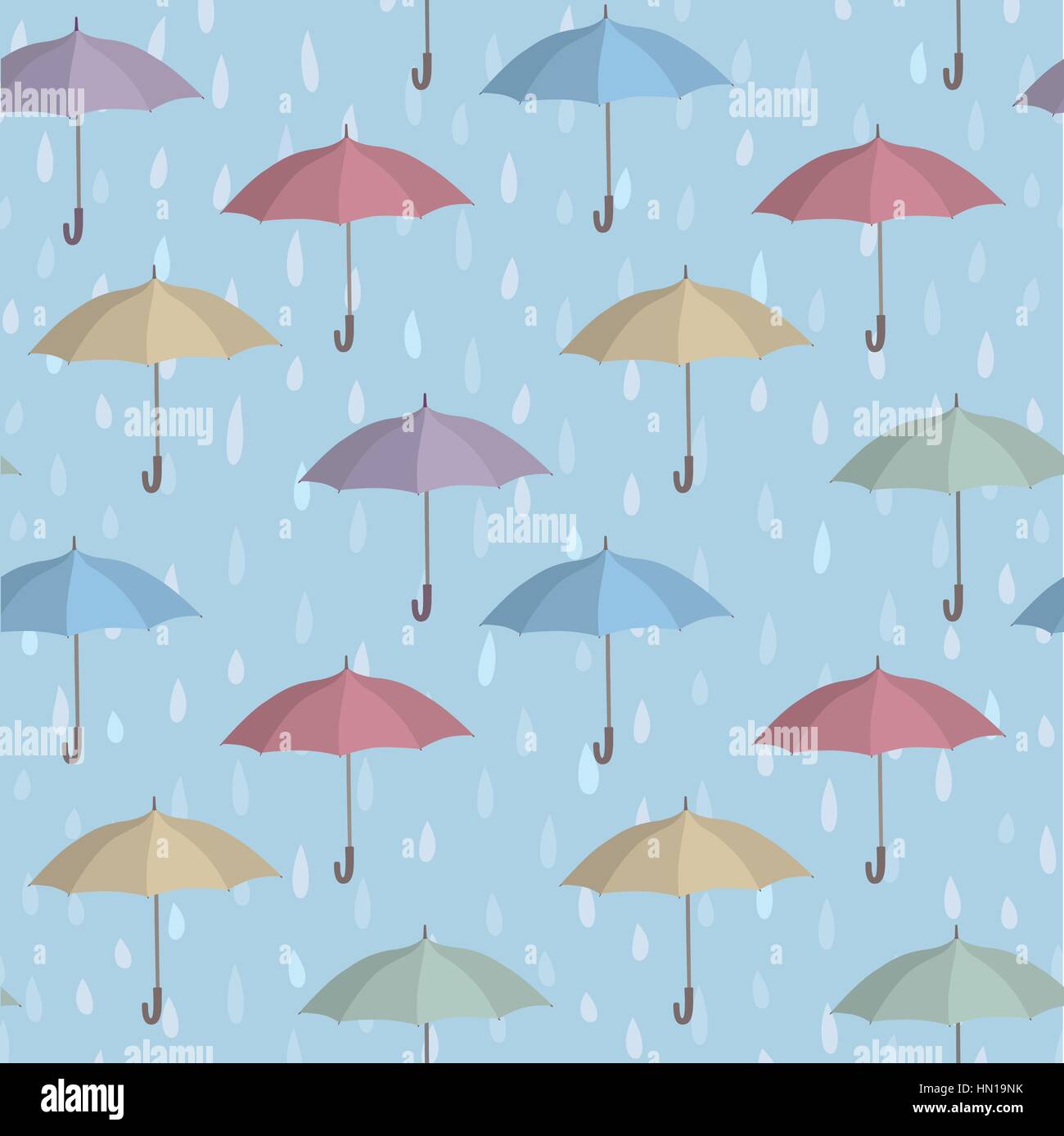 Umbrella over raindrop background. Rainstorm Seamless Pattern. Rainy