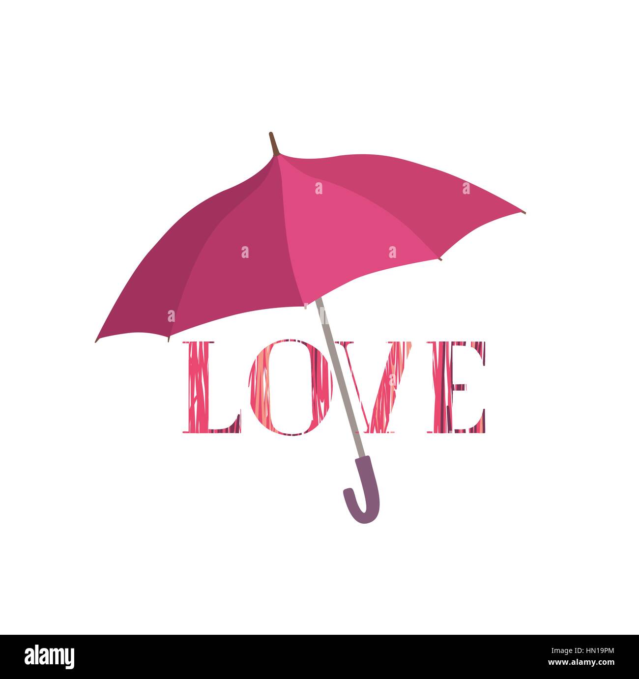 Love sign over umbrella protection. Love icon isolated over white background. Valentine's day greeting card design Stock Vector