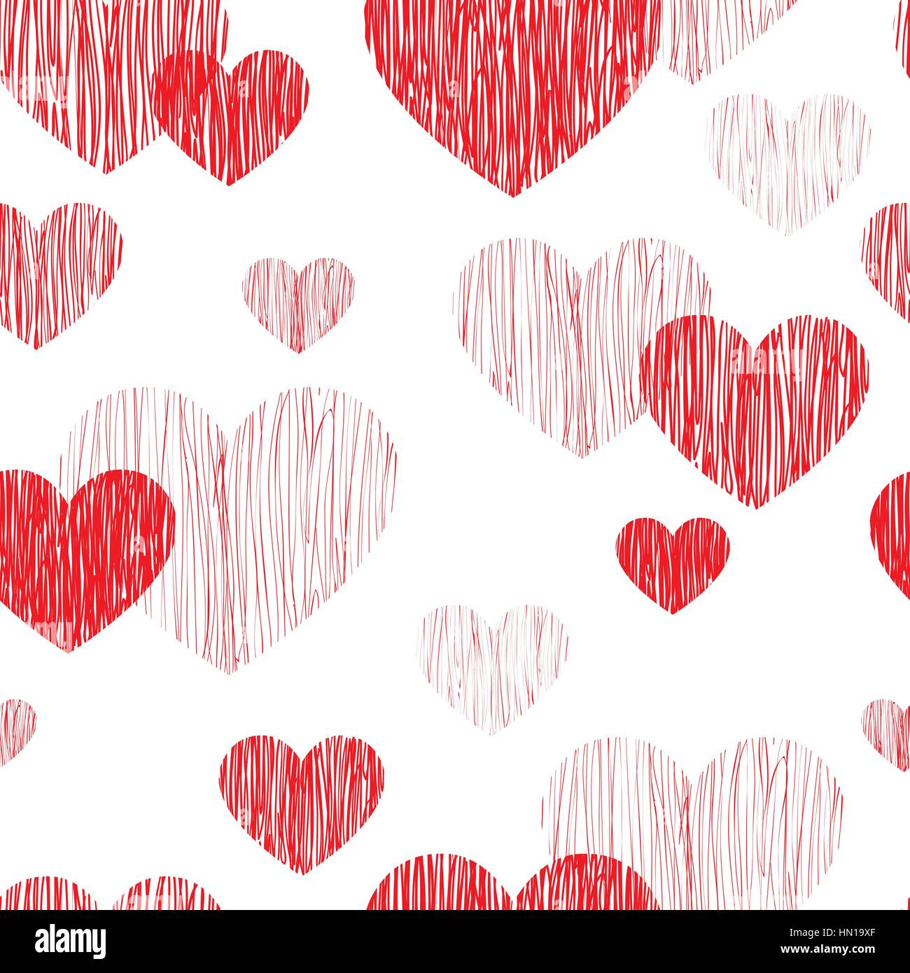 Love heart seamless pattern. Happy Valentines day wallpaper. Love heart  pencil sketch tiled background. Valentine's day ornament Stock Vector Image  & Art - Alamy