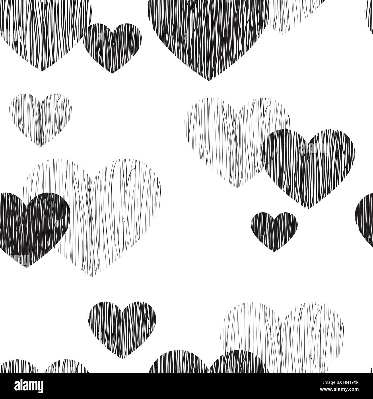 Love heart seamless pattern. Happy Valentines day wallpaper. Love heart  pencil sketch tiled background. Valentine's day ornament Stock Vector Image  & Art - Alamy