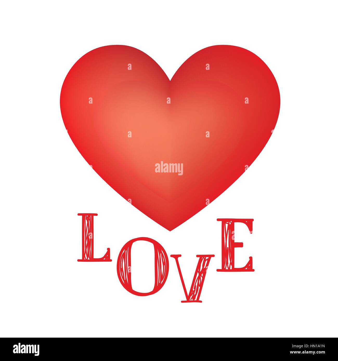 Love heart greeing card. Painted red heart, vector element for your ...