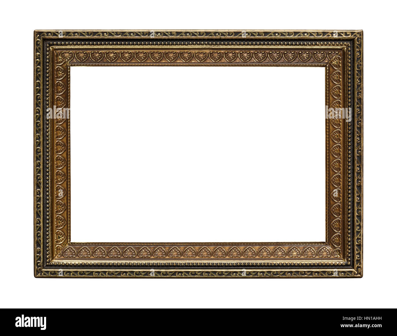 Vintage aged brass metal frame, isolated Stock Photo Alamy