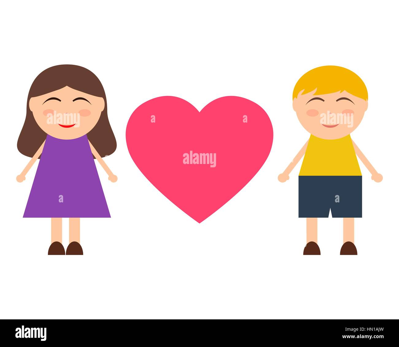 Girl and boy with a heart Stock Vector Image & Art - Alamy
