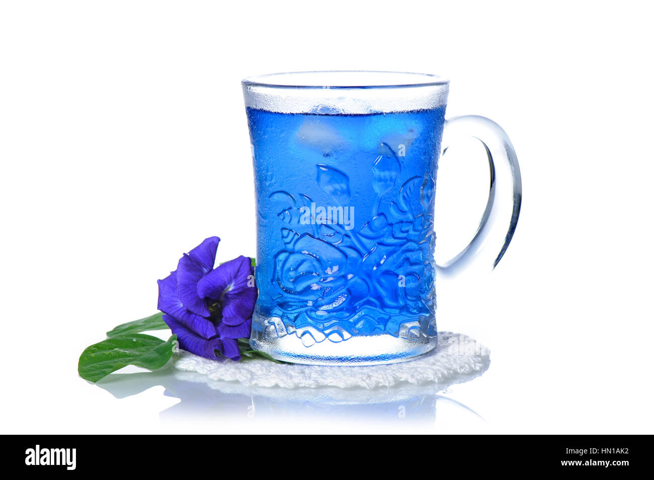 Butterfly Pea Flower Drink Herbal Tea Stock Photo