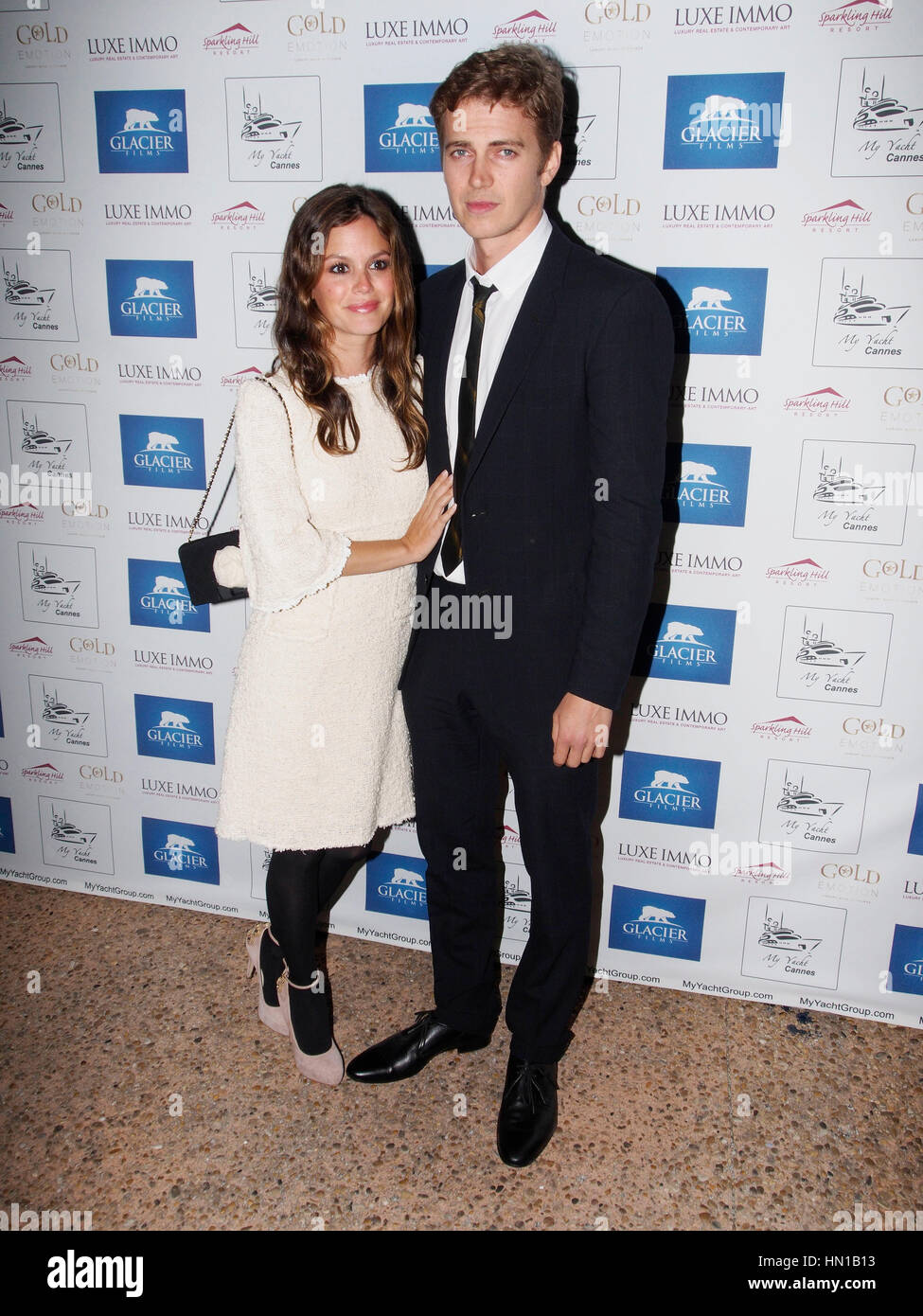 Rachel Bilson and Hayden Christensen  at the Glacier Films party at the 66th  Cannes Film festival on May 19, 2013, in Cannes, France. Photo by Francis Specker Stock Photo