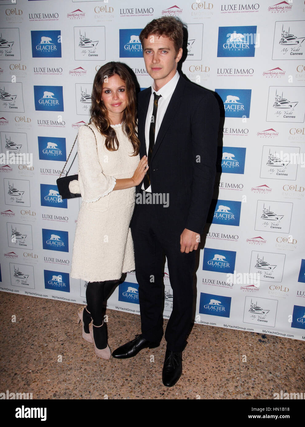 Rachel Bilson and Hayden Christensen  at the Glacier Films party at the 66th  Cannes Film festival on May 19, 2013, in Cannes, France. Photo by Francis Specker Stock Photo