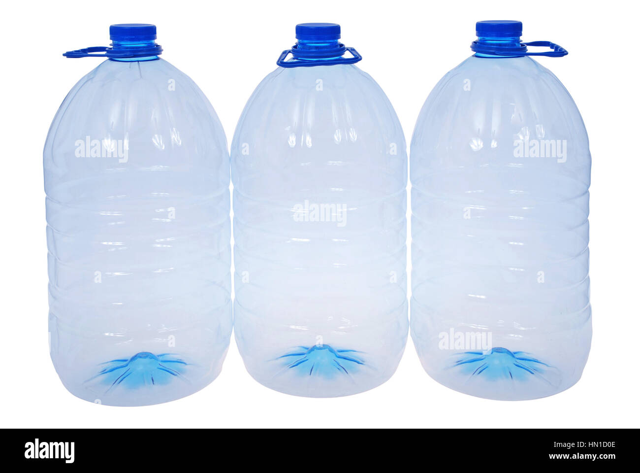 Three big bottles of water isolated on a white. Clipping path included. Stock Photo