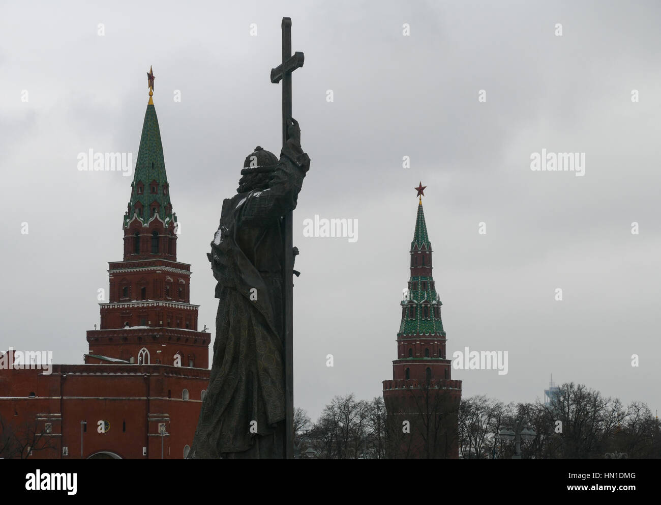 Monument to Prince Vladimir in Moscow Kremlin Stock Photo