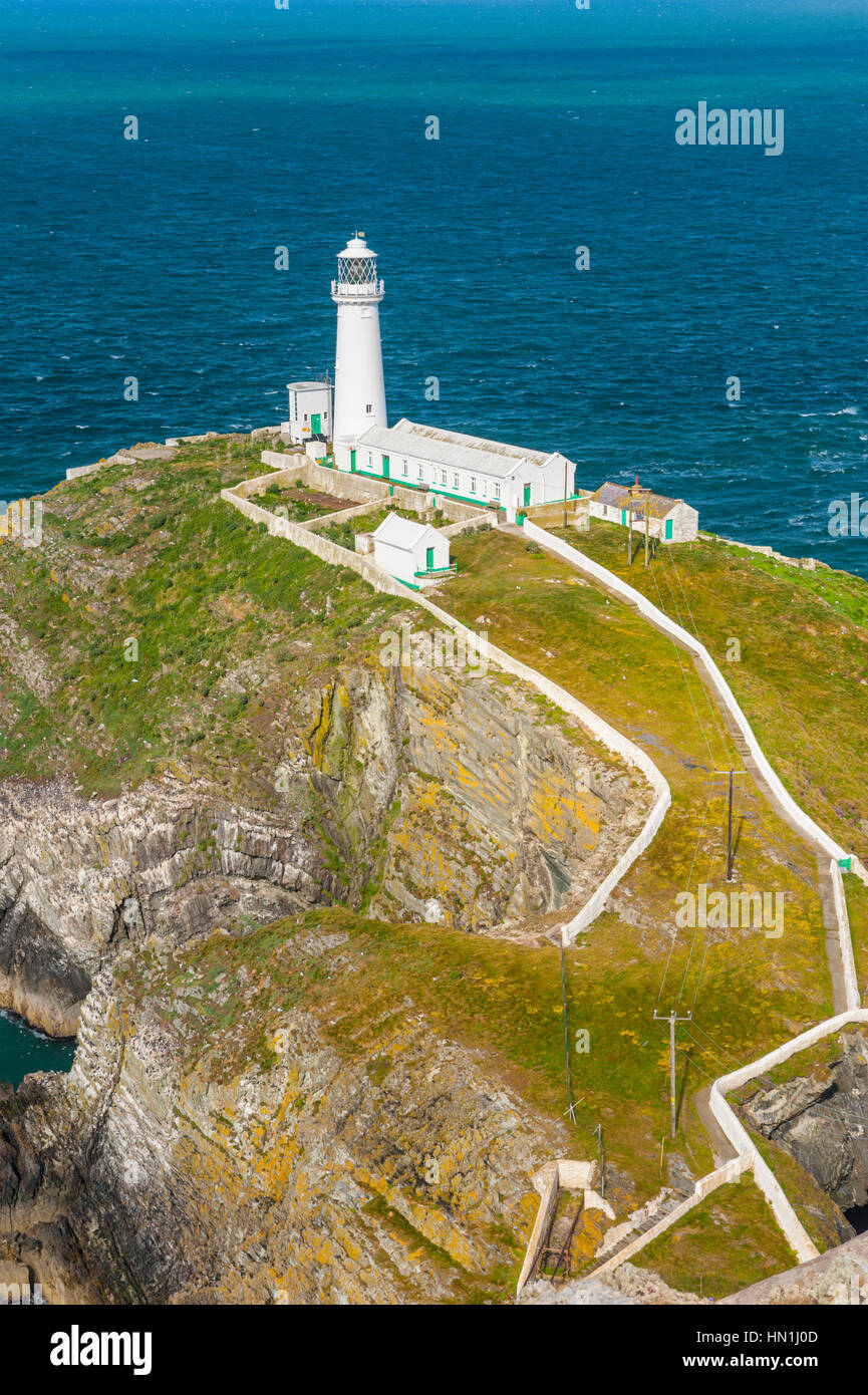 South Stack Lighthouse at the North west point of Holy Islane of Angelesy Wales Stock Photo