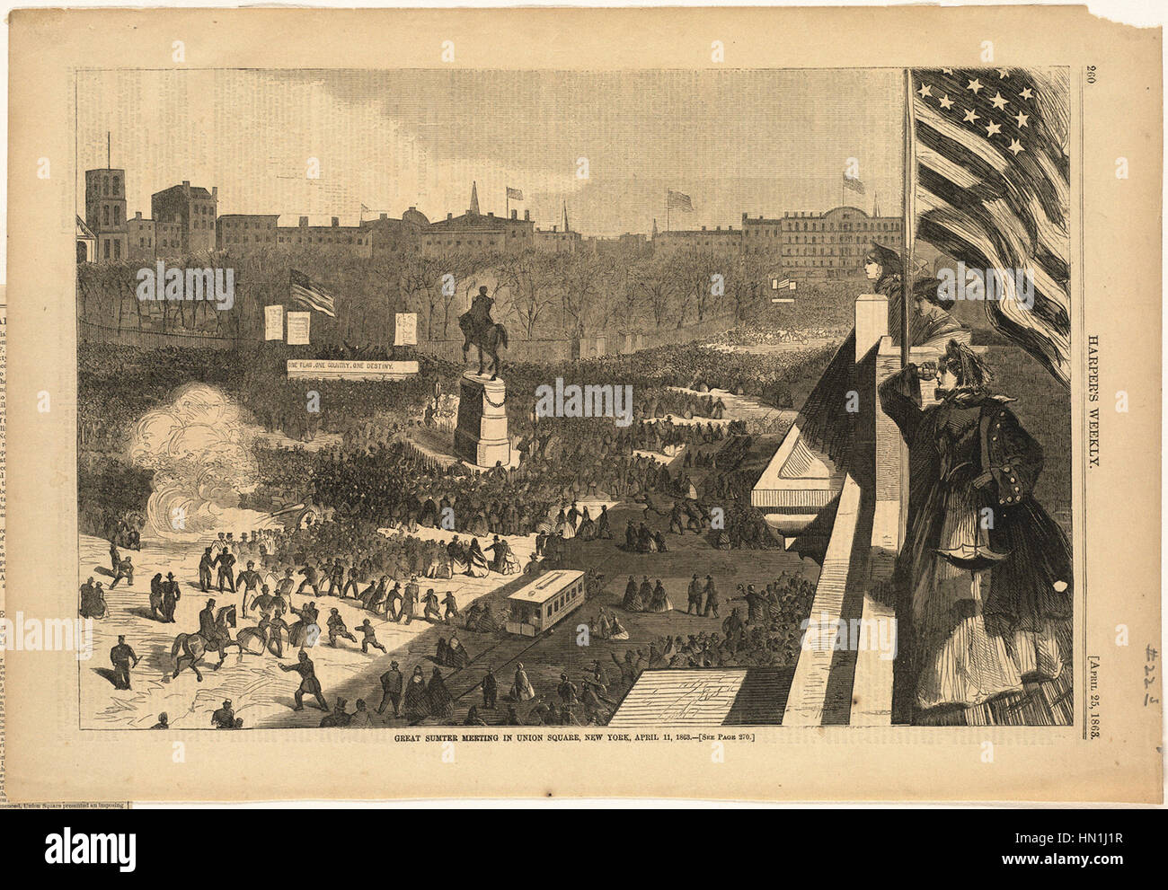 Winslow Homer Great Sumter meeting in Union Square, New York, April